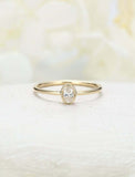 1ct Oval Cut Diamond Engagement Ring Minimalist Bridal Set 14k YellowGold Finish