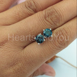 1ct Round Simulated London Blue Topaz Solitaire StudEarring 14k WhiteGold Plated