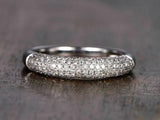 3Ct Round Cut Diamond Pave Set Half Eternity Wedding Band 14K White Gold Finish