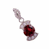 2.3ct Red Garnet Pendant Oval Cut Stylish 14k White Gold Finish NO CHAIN