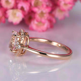 2.1ct Oval Cut Peach Morganite Diamond Halo Solitaire Ring 14k Rose Gold Finish