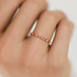 Minimalist Thin Promise Wedding Band 0.15ct Round Cut Diamond 14k Rose Gold Over