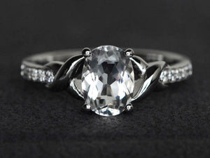 2ct Engagement Ring Oval Cut Diamond Twist Shank Solitaire 14k White Gold Finish