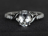 2ct Engagement Ring Oval Cut Diamond Twist Shank Solitaire 14k White Gold Finish