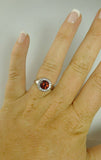 1.4ct Round Cut Red Garnet Engagement Ring 14k White Gold Finish Halo Solitaire