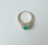 2ct Engagement Ring Round Cut Green Emerald Halo Split Shank 14k White Gold Over