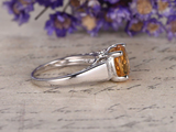 2ct Round Cut Yellow Citrine Stackable Women Engagement Ring 14k White Gold Over