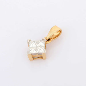 1ct Diamond Pendant Princess Cut Solitaire Design 14k YellowGold Finish NO CHAIN