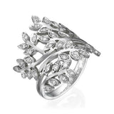 1.5ct Round Cut VVS1D Diamond Engagement Ring Leaf Petal 14k White Gold Finish