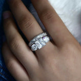 3Ct Princess Cut DVVS1 Diamond Bridal Set Engagement Ring 14K White Gold Finish