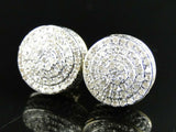 1.2ct Round Diamond Iced Circular Disc Cluster Stud Earrings 14k White Gold Over