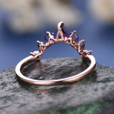 2Ct Pear Cut Purple Amethyst Princess Crown Engagement Ring 14K Rose Gold Finish