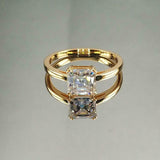 1.5ct Asscher Diamond Engagement Ring Dual Prong Solitaire 14k Yellow Gold Over