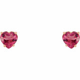 0.5ct Heart Cut Pink Sapphire Valentine Stud Earrings Women 14k Rose Gold Finish