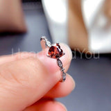 0.6ct Heart Cut Simulated Red Garnet Minimalist Ring 14k White Gold Plated