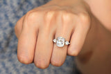 Three Stone Engagement Ring 1.4ct Cushion Cut VVS1 Diamond 14k White Gold Finish