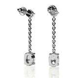 2ct Oval Round Cut Chain Vertical Drop Dangle Earring Women 14k WhiteGold Finish