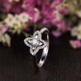 Flower Star Engagement Ring 1.5ct Round Cut VVS1D Diamond 14k White Gold Finish