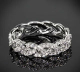 4Ct Round Cut Diamond Woven Knot Eternity Wedding Band 14K White Gold Finish