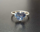 1.5ct Engagement Ring Heart Cut Blue Tanzanite Solitaire 14k White Gold Finish