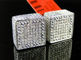 0.9ct Round Cut Diamond Ice Square Cube Cluster Stud Earrings 14k WhiteGold Over