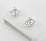 1.5ct Cushion Cut Diamond Classic Solitaire Stud Earrings 14k White Gold Finish