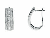 0.4ct Round Cut VVS1 Diamond Three Row Hoop Earrings Women 14k White Gold Finish