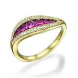 2ct Round Pink Sapphire Engagement Ring Split Band Statement 14k YellowGold Over