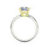 3Ct Emerald Cut Diamond Classic Solitaire Engagement Ring 14K Dual Gold Finish