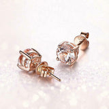 1ct Round Cut Peach Morganite Solitaire Stud Earrings Women 14k Rose Gold Finish