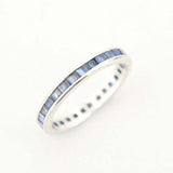 2ct Princess Cut Blue Sapphire Wedding Band Full Eternity 18k White Gold Finish