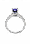 1.6ct Round Cut Blue Sapphire Engagement Ring Diamond Accents 14k WhiteGold Over