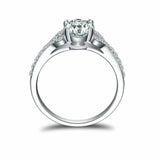 2ct Round Cut Diamond Stylish Solitaire with Accents Ring 14k White Gold Finish