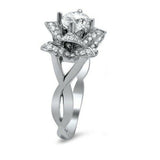 4Ct Round Cut VVS1/D Diamond Floral Cocktail Engagement Ring 14K White Gold Over