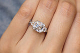 Accents Solitaire Engagement Ring 2.5ct Asscher Cut Diamond 14k WhiteGold Finish