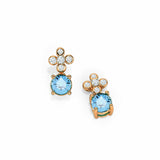 2ct Drop Earrings Round Cut Aquamarine Partywear Design 14k Rose Gold Finish