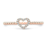 1ct Heart Cut Diamond Engagement Ring Open Heart Bead Shank 14k Rose Gold Finish