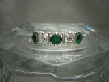 1.2ct Round Cut Green Emerald 5 Stone Stackable Wedding Band 14k White Gold Over