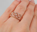 2ct Round Cut VVS1 Diamond Wave Design Engagement Ring 14k Rose Gold Finish