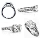 5Ct Asscher Cut Diamond Accented Trilogy Engagement Ring 14K White Gold Finish