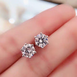 1.55ct Stud Earrings Round Cut Diamond Classic Solitaire 14k White Gold Finish