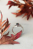 1ct Round Cut Red Garnet Engagement Ring Leaf Vine Solitaire 14k White Gold Over