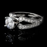 3Ct Round Cut Diamond Split Band Solitaire Engagement Ring 14K White Gold Finish