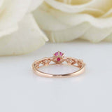 1ct Round Pink Ruby Engagement Ring Milgrain Diamond Accents 14k Rose Gold Over