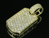 2.22ct Round Cut VVS1D Diamond Pendant Iced Dogtag 14k Yellow Gold Over NO CHAIN