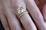 2ct Round Cut Peach Morganite Engagement Ring 14k Yellow Gold Finish Bridal Set