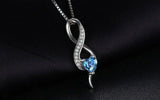 1ct Blue Topaz Pendant Heart Cut Infinity 14k White Gold Finish NO CHAIN