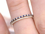 1.1ct Round Cut Blue Sapphire Wedding Band Engagement Ring 14k Rose Gold Finish