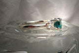 2ct Round Cut Green Emerald Diamond Trilogy Engagement Ring 14k WhiteGold Finish