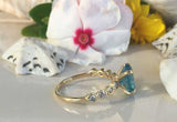 2.1ct Engagement Ring Oval Blue Topaz Round Diamond Accent 14k Yellow Gold Over